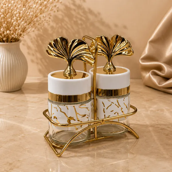 Glass_Gold_Leaf_Design_Spice_Jar_Set_Of_2_with_Stand