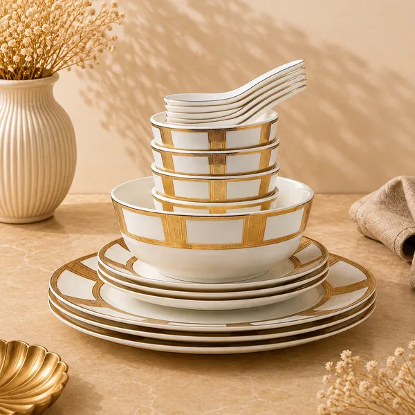 Ceramic_Porcelain_Classic_Geometric_Gold_21_Piece_Dinnerware_Set_{SERVES_-_4}