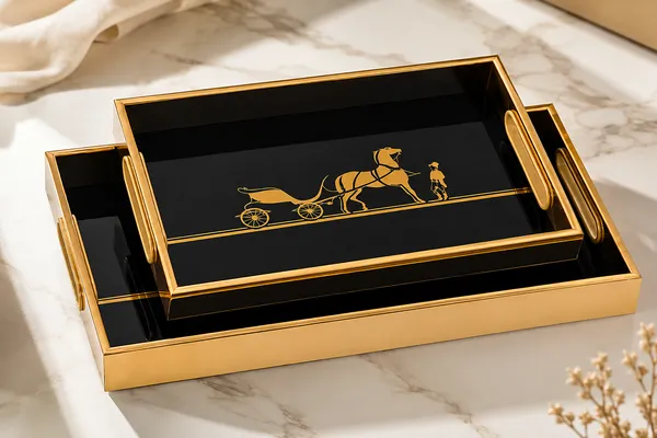 Metal_Acrylic_Glossy_Black_Gold_Trim_Rectangular_Premium_Serving_Tray_Set_Of_2