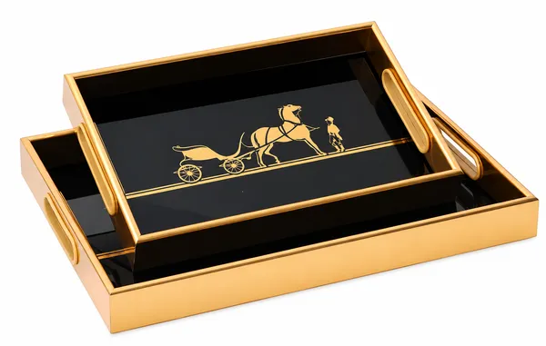 Metal_Acrylic_Glossy_Black_Gold_Trim_Rectangular_Premium_Serving_Tray_Set_Of_2