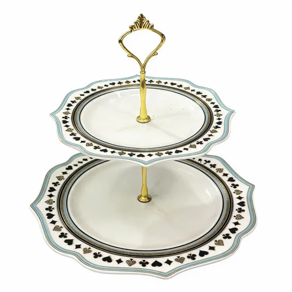 Ceramic_Metal_Two_Tier_Playing_Card_Print_Cake_Stand