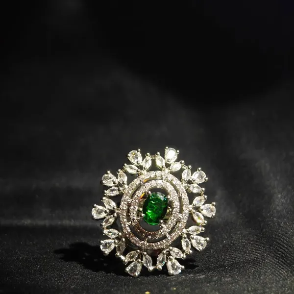 Green_American_Diamond_Floral_Oval_Stone_Statement_Ring_For_Women