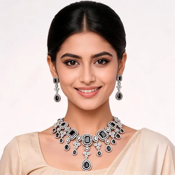 Silver_American_Diamond_Stone_Statement_Necklace_Set_With_Earrings_For_Women