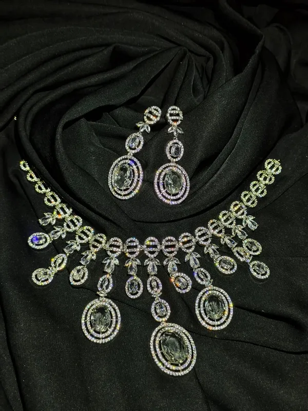 Silver_American_Diamond_Layered_Statement_Necklace_Set_With_Earrings_For_Women