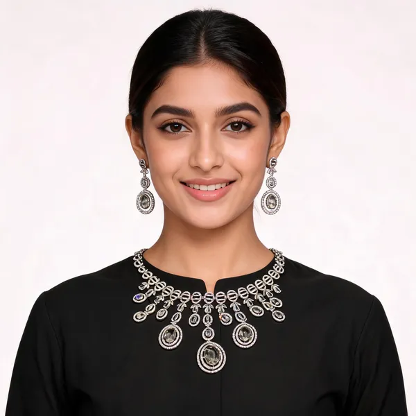 Silver_American_Diamond_Layered_Statement_Necklace_Set_With_Earrings_For_Women
