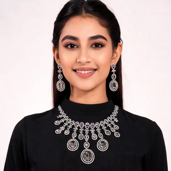 Silver_American_Diamond_Layered_Statement_Necklace_Set_With_Earrings_For_Women