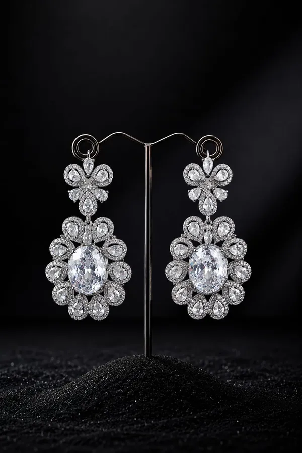 Silver_American_Diamond_Floral_Stone_Drop_Earrings_For_Women