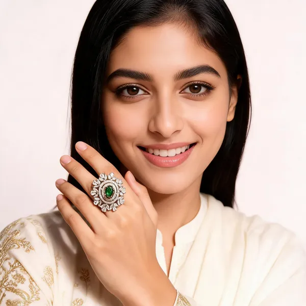 Green_American_Diamond_Floral_Oval_Stone_Statement_Ring_For_Women