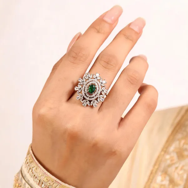 Green_American_Diamond_Floral_Oval_Stone_Statement_Ring_For_Women