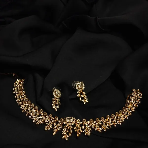 American_Diamond_Floral_Leaf_Necklace_Set_With_Earrings_For_Women