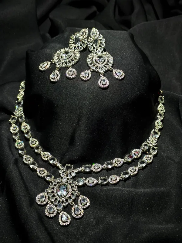American_Diamond_Floral_Stone_Necklace_Set_With_Earrings_For_Women