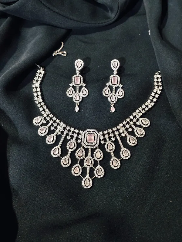 Silver_American_Diamond_Stone_Detail_Necklace_Set_With_Earrings_For_Women