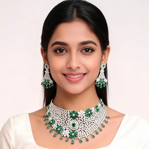 Green_American_Diamond_Floral_Bridal_Necklace_Set_With_Earrings_For_Women