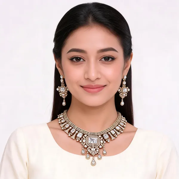 Gold_American_Diamond_Crystal_Bridal_Necklace_Set_With_Earrings_For_Women