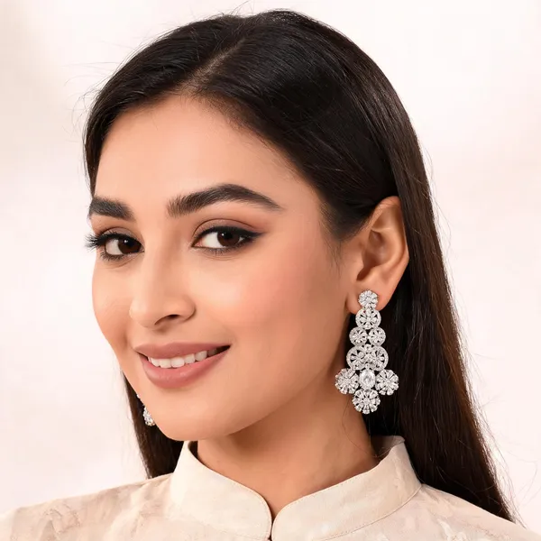 American_Diamond_Crystal_Floral_Chandelier_Drop_Earrings_For_Women