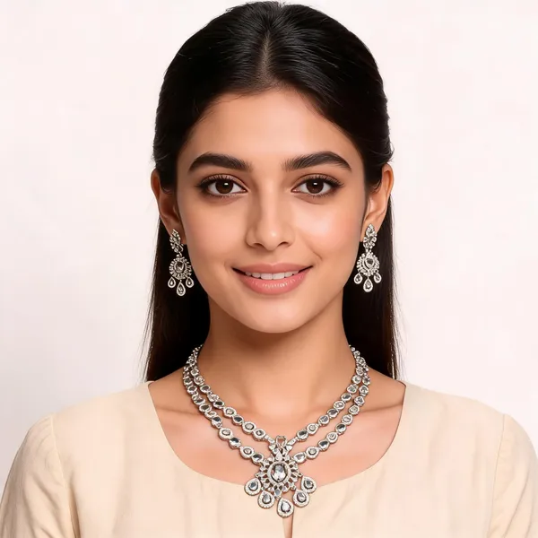 American_Diamond_Floral_Stone_Necklace_Set_With_Earrings_For_Women