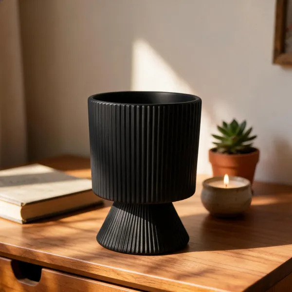 Black_Ceramic_Pedestal_Planter_Living_Areas