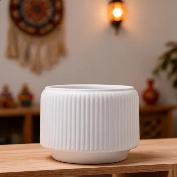 White_Ceramic_Decorative_Planter_Pot_Living_Areas