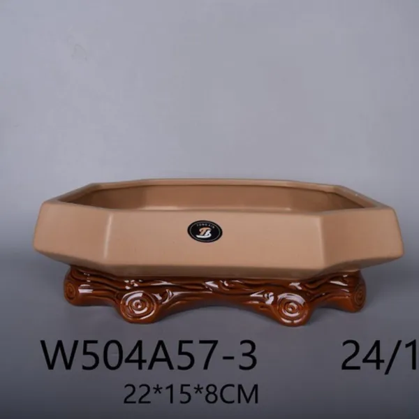 Tan_And_Dark_Brown_Ceramic_Decorative_Raised_Planter_Living_Areas