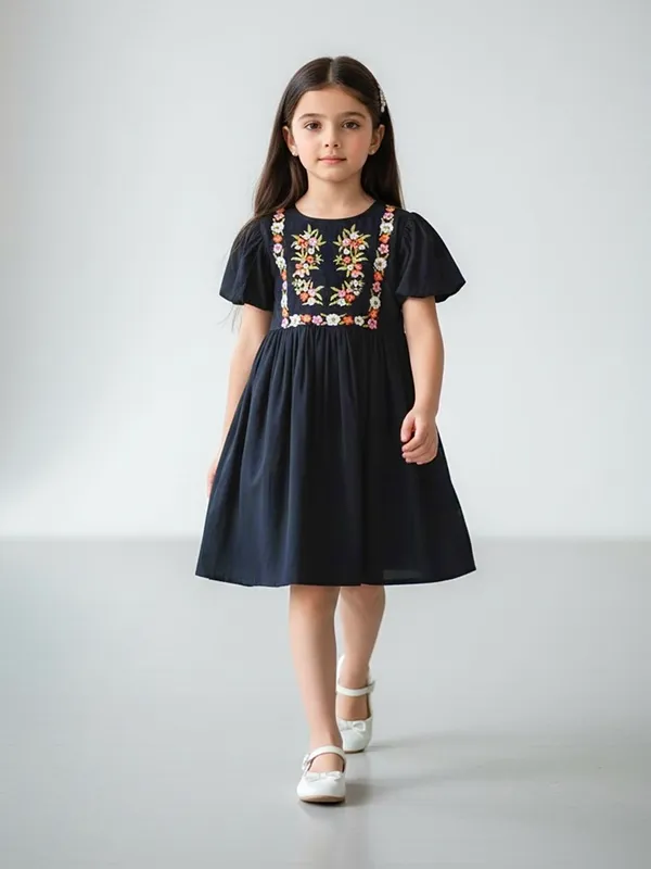 Bella_Moda_Elegant_Embroidered_Puff_Sleeve_Dress_For_Girls
