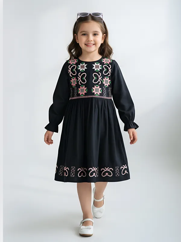 Bella_Moda_Girls_Woven_Embroidered_Long_Sleeve_Fit_And_Flare_Dress