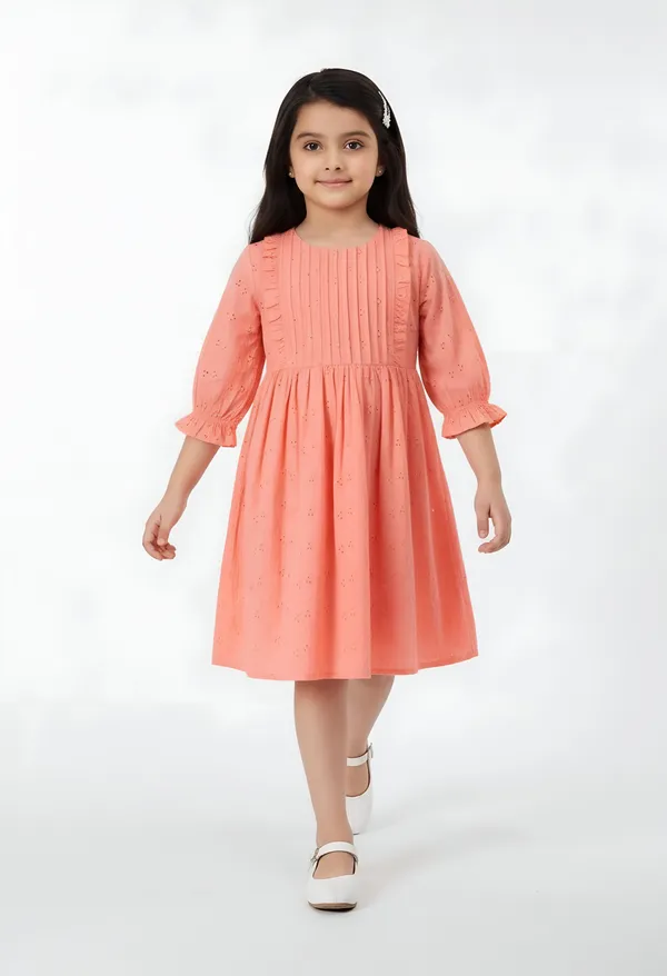 Bella_Moda_Cotton_Woven_Three_Fourth_Puffed_Sleeves_Floral_Designed_Dress