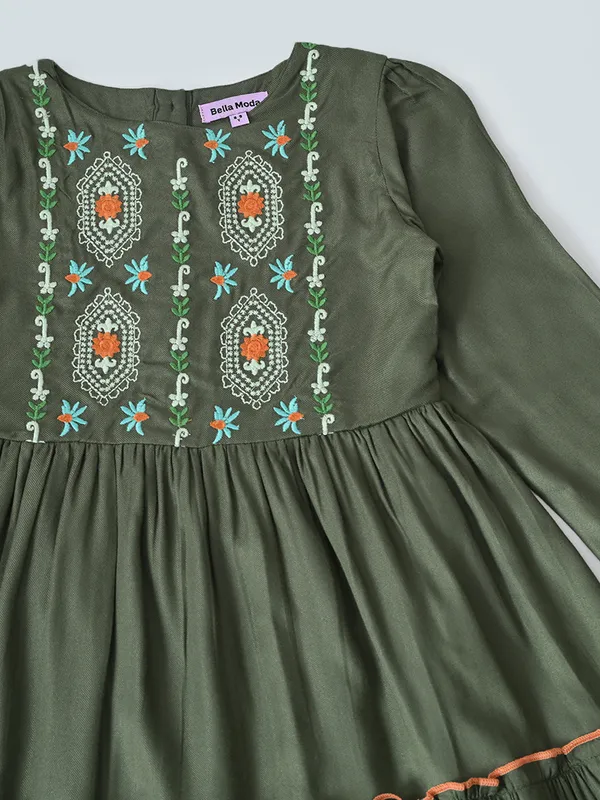 Bella_Moda_Cotton_Woven_Full_Sleeve_Floral_Embroidered_Fit_And_Flare_Dress_Green