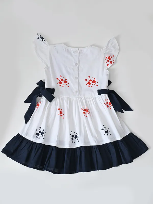 Bella_Moda_Cotton_Half_Sleeves_Front_Bow_Knott_Printed_Dress_White