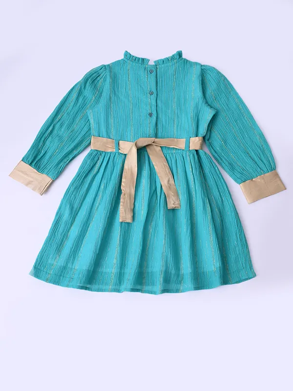 Bella_Moda_Girls_Fancy_Full_Sleeve_Dress_With_Contrast_Cuff_And_Belt