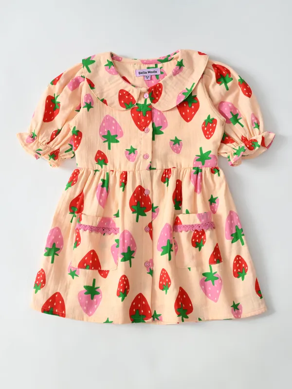 Bella_Moda_Cotton_Woven_Half_Sleeves_Front_Open_Midi_Style_Dress_Peach