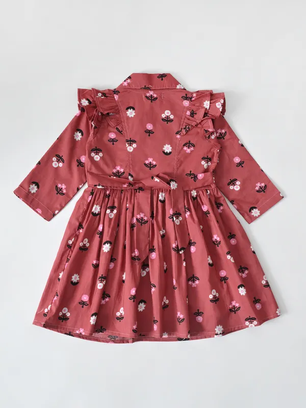 Bella_Moda_Cotton_Ballon_Sleeves_Ruffled_Dress_Brown