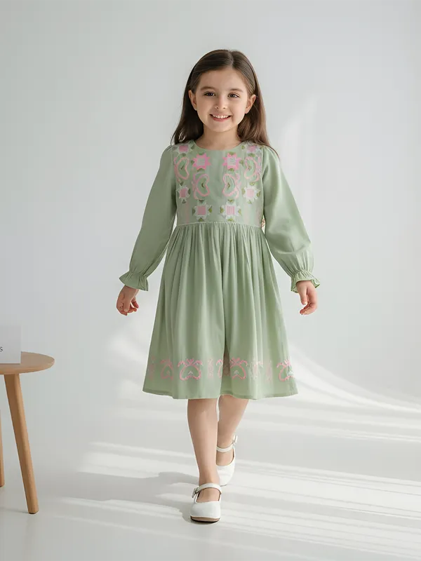 Bella_Moda_Girls_Woven_Embroidered_Long_Sleeve_Fit_And_Flare_Dress