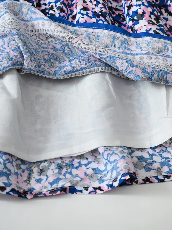 Bella_Moda_Cotton_3/4_Th_Sleeves_Fit_And_Flare_Printed_Dress_Navy_Blue