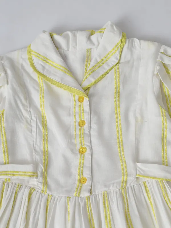 Girls_Sriped_Cotton_Woven_Dress_With_Bow_Waist_Applique_Yellow