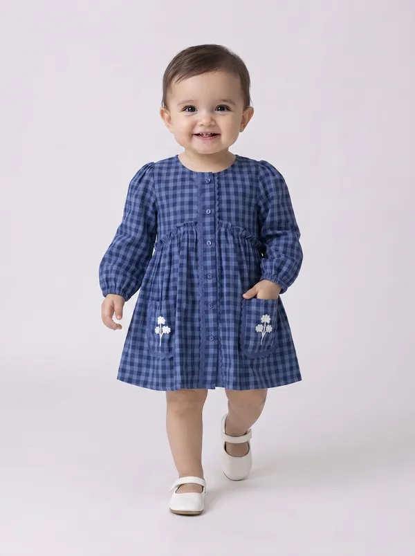 Baby_Girls_Checked_Cotton_Dress_With_Embroidered_Pockets_Navy_Blue