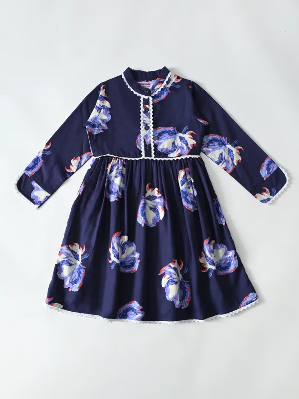 Bella_Moda_Cotton_Full_Sleeeves_Fit_And_Flare_Printed_Dress_Navy_Blue