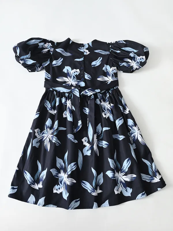 Bella_Moda_Cotton_Balloon_Sleeves_Fit_And_Flare_Printed_Dress_Navy_Blue