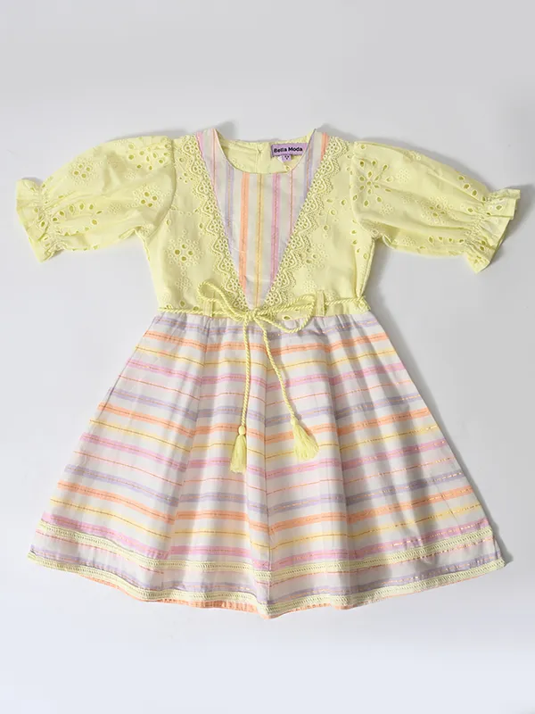 Bella_Moda_Cotton_Woven_Girls_Striped_Dress_With_Embroidered_Overlay_And_Waist_Tie