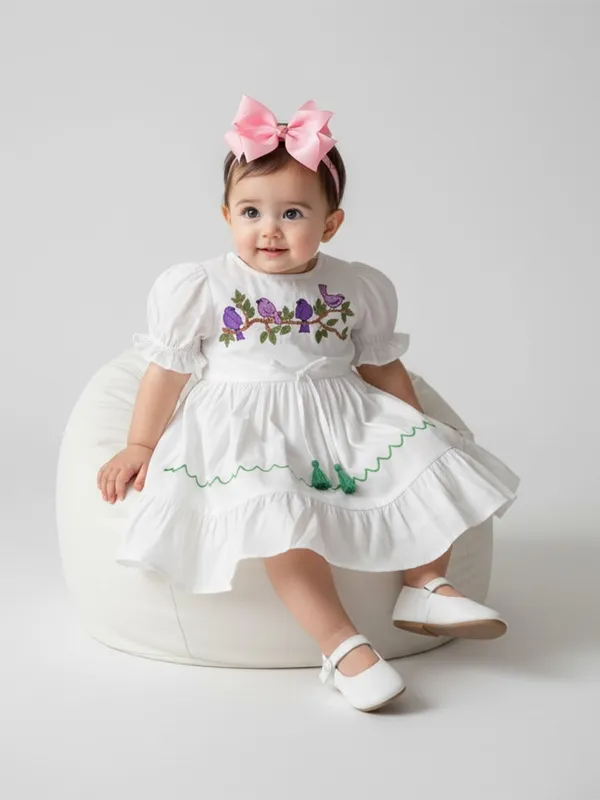 Bella_Moda_Girls_Embroidered_Bird_Motif_Cotton_Dress_With_Puff_Sleeves_And_Tassels