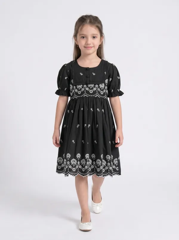 Bella_Moda_Cotton_Woven_Half_Puffed_Sleeves_Floral_Embroidered_Dress
