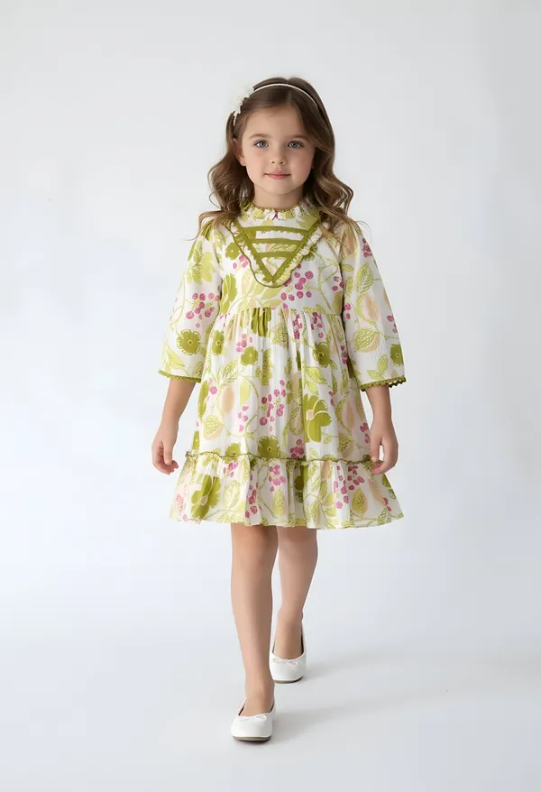Bella_Moda_Cotton_Woven_Girls_Mustard_Floral_Print_Layered_Dress_With_Flare_Hem