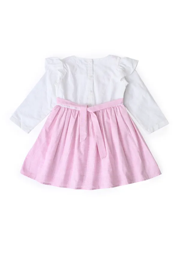 Girls_Floral_Embroidered_Cotton_Woven_Dress_With_Full_Sleeves_Pink