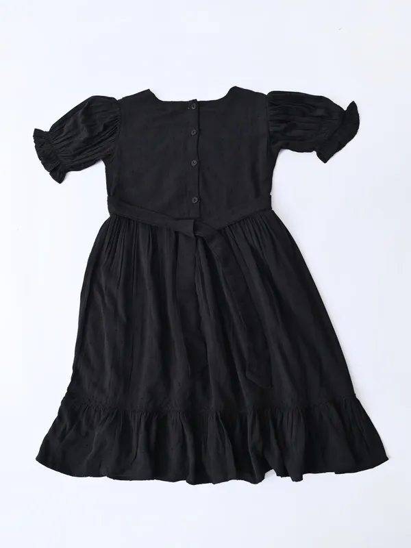Girls_Cotton_Woven_Dress_With_Aari_Work_Embroidered_Yoke_And_Puff_Sleeves_Black