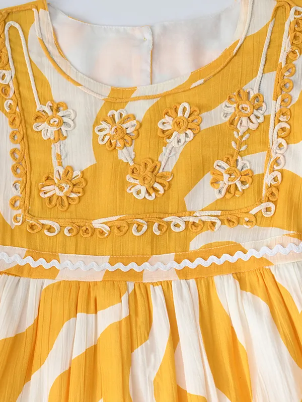 Girls_Cotton_Woven_Dress_With_Aari_Work_Embroidered_Yoke_And_Puff_Sleeves_Yellow