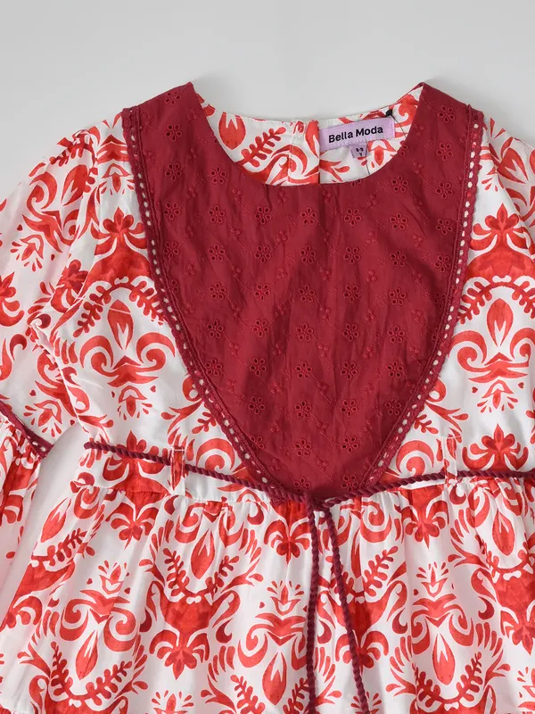 Bella_Moda_Cotton_Full_Sleeves_All_Over_Lace_Applique_Printed_Dress_Red