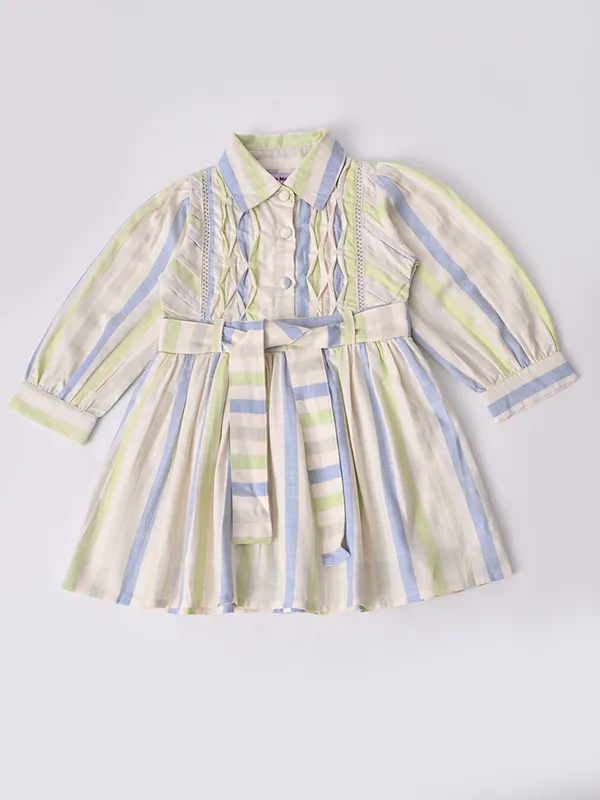 Bella_Moda_Baby_Girls_Striped_Dress_With_Shirt_Collar,_Pintuck_Detail_And_Waist_Tie