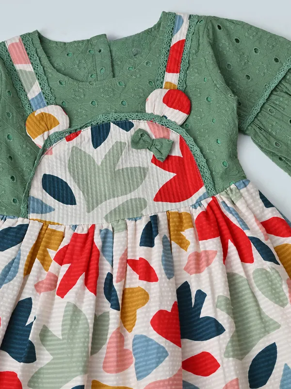 Baby_Girls_Floral_Printed_Cotton_Woven_Dress_With_Bell_Sleeves_Green