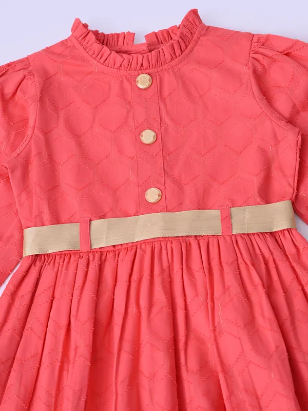 Bella_Moda_Girls_Fancy_Full_Sleeve_Dress_With_Contrast_Cuff_And_Belt
