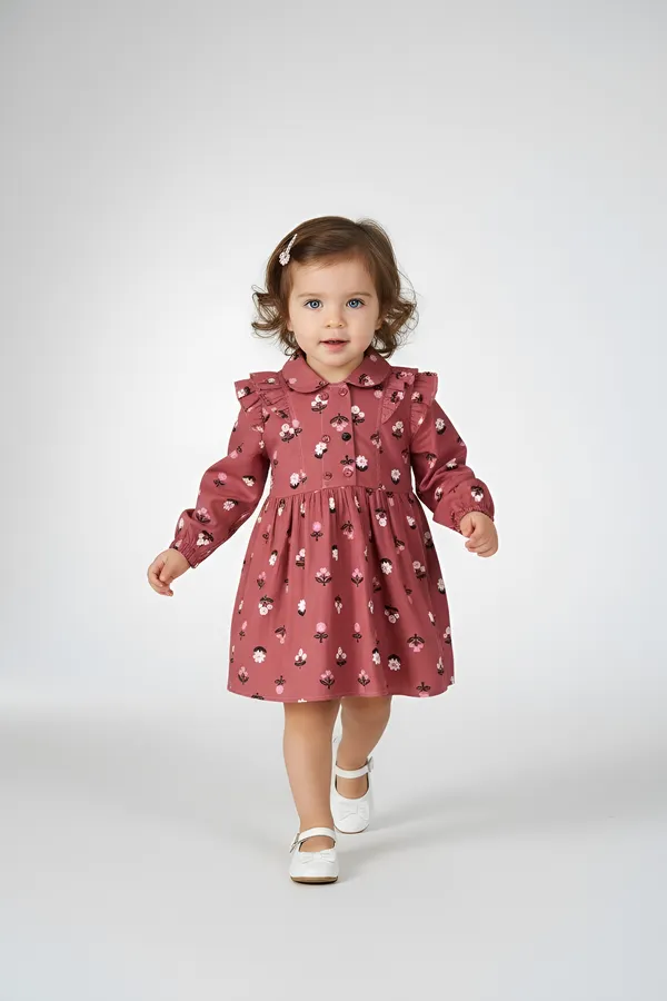 Bella_Moda_Cotton_Ballon_Sleeves_Ruffled_Dress_Brown