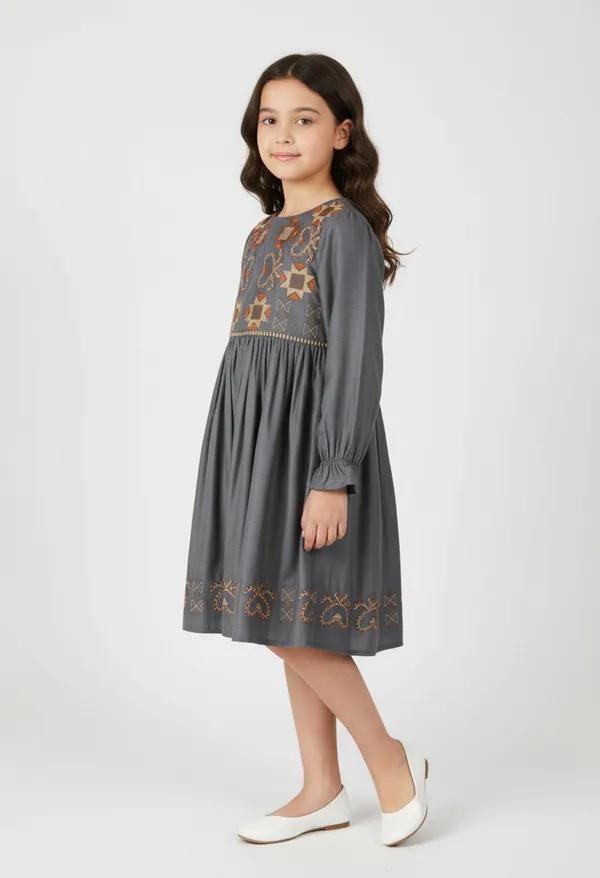 Bella_Moda_Girls_Woven_Embroidered_Long_Sleeve_Fit_And_Flare_Dress